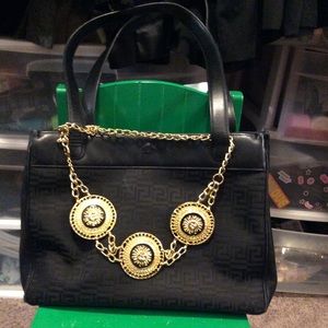 Versace nylon with leather trim bag